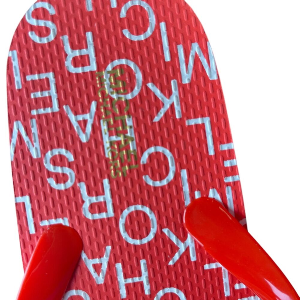 Michael Kors Mandarin Orange MK Logo Flip Flop Sandals Size 8 - Picture 9 of 13